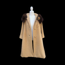Load image into Gallery viewer, Vintage Women's Coat- 60s Lilli Ann Camel Tan Color  Luxury Mink Wool Swing Coat One Size Fits All Mad Men Style