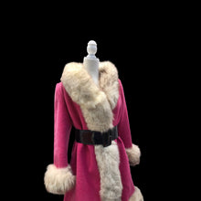 Load image into Gallery viewer, 60’s Vintage Pink Wool Coat Fox Fur Princess and Swing Style