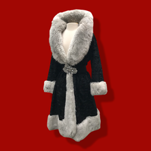 Load image into Gallery viewer, Lilli Ann Black and White Faux Fur Princess Coat Fall Winter Holiday