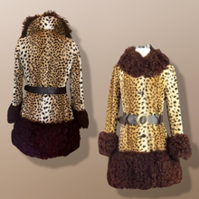 Load image into Gallery viewer, 60s Lilli Ann Mod Faux Leopard Faux Fur Print Genuine Mongolian Curly Lamb S