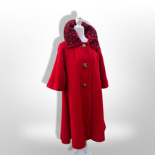 Load image into Gallery viewer, Vintage 60’s Lilli Ann Red Luxury Wool Swing Coat Fall Holiday Valentine’s Day Christmas