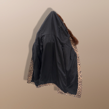 Load image into Gallery viewer, Leopard Print Leather and Fox Fur Trench Fit and Flare Coat