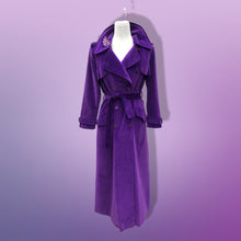 Load image into Gallery viewer, Vintage 70’s Calvin Klein Violet Royal Purple Velvet Full Length Coat Trench Coat Spy Coat
