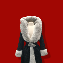 Load image into Gallery viewer, Lilli Ann Black and White Faux Fur Princess Coat Fall Winter Holiday
