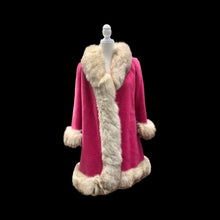 Load image into Gallery viewer, 60’s Vintage Pink Wool Coat Fox Fur Princess and Swing Style