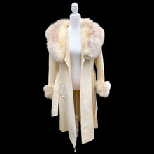 Load image into Gallery viewer, Vintage 60’s LIlli Ann White Cream Ombré Fox Fur Princess Fit and Flare Belted Pinup Mod Coat