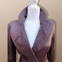 Load image into Gallery viewer, 70’s Vintage Brown Leather Fitted Trench 36” Bust Bagatelle Spy Classic 70’s