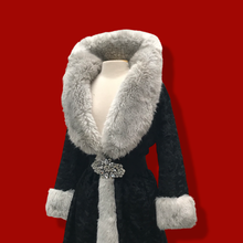 Load image into Gallery viewer, Lilli Ann Black and White Faux Fur Princess Coat Fall Winter Holiday