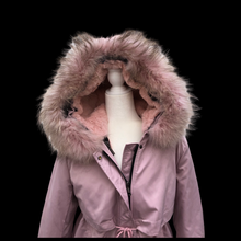 Load image into Gallery viewer, New Pink Mauve Colored Parka Coat Hooded with Fox Fur and  Removable Fur Liner Water and Snow-proof Versatile