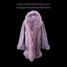 Load image into Gallery viewer, Pink Suede Mongolian Curly Lamb Oversized Penny Lane Boho Coat