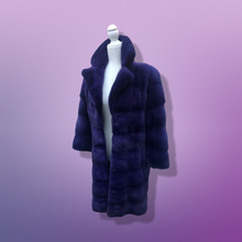 Load image into Gallery viewer, New Kopenhagen Purple Mink Horizontal Coat with Ombré Black Purple Whole Premium Dyed Mink Skins