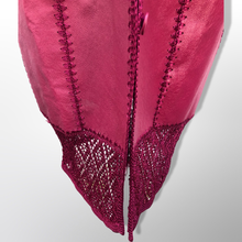 Load image into Gallery viewer, Brand New Deadstock Vintage 90’s Pink Leather Magenta Lace Duster Coat