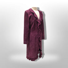 Load image into Gallery viewer, Purple Suede Ruffle Duster Coat