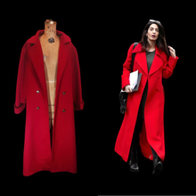 Load image into Gallery viewer, Oversized Red Coat Unisex 80s 90s Vibe Professional Streetwear Relaxed Full Length Wool Blazer Coat M/L/XL Forstmann