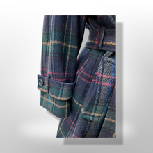 Load image into Gallery viewer, Green Tartan Wool Plaid Wrap Coat