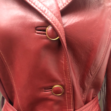 Load image into Gallery viewer, 70’s Vintage Bergundy Leather Jacket Trench Style