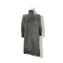 Load image into Gallery viewer, 90’s does 40’s Lamb Curly Gray Coat Puff Sleeve with Suede Inserts Minimal Stealth Made in Sweden “Viking Lamb”