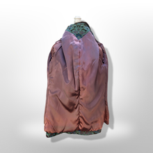 Load image into Gallery viewer, 60’s Vintage Tapestry Coat with Mink Trim Turquoise Pink Wool