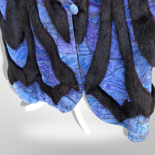 Load image into Gallery viewer, 80’s Does 20’s Flapper Blue Purple Suede and Mink Intarsia Cocoon Style Coat Made in Austria