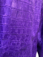 Load image into Gallery viewer, Vintage 80’s 90’s Glam Purple Violet Glam Lamb Leather Jacket with Full Fur Trim in Croc Print so Prince Purple Rain