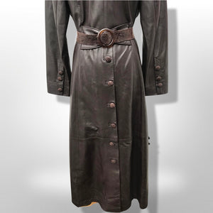 Made in Italy— Italian Lamb Leather Hooded Trench Coat Couture Full Length