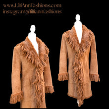 Load image into Gallery viewer, Vintage Fringe Suede and Fur Western Duster Coat Native Southwestern Cowgirl Boho Bohemian Fashion