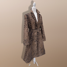 Load image into Gallery viewer, Leopard Print Leather and Fox Fur Trench Fit and Flare Coat