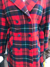 Load image into Gallery viewer, Pendleton Plaid Pure Virgin Wool Red and Black Fit and Flare Belted