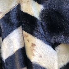 Load image into Gallery viewer, Rare Seal Skin Chevron Coat with Mink Collar Black and White Piano Virtuoso Master Furrier Design
