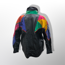 Load image into Gallery viewer, 80’s 90’s Leather ColorBlock Glam Jacket Motorcycle Style Arsenio Hall Punky Brewster Saved by the Bell Nostalgia