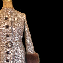 Load image into Gallery viewer, Vintage 60s 70s Women&#39;s Coat Mohair Wool Knitted Couture Made in Paris France Belt Fit Flare Princess Trim