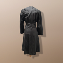 Load image into Gallery viewer, Vintage Brown Leather Trench Spy Coat Lord and Taylor Fit and Flare