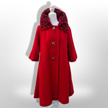 Load image into Gallery viewer, Vintage 60’s Lilli Ann Red Luxury Wool Swing Coat Fall Holiday Valentine’s Day Christmas