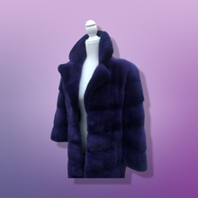 Load image into Gallery viewer, New Kopenhagen Purple Mink Horizontal Coat with Ombré Black Purple Whole Premium Dyed Mink Skins