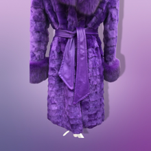 Load image into Gallery viewer, Purple Mink and Fox Fur Coat Winter Couture Perfect for Gift