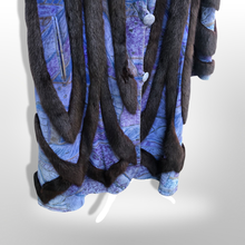 Load image into Gallery viewer, 80’s Does 20’s Flapper Blue Purple Suede and Mink Intarsia Cocoon Style Coat Made in Austria