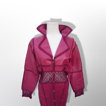 Load image into Gallery viewer, Brand New Deadstock Vintage 90’s Pink Leather Magenta Lace Duster Coat