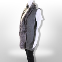 Load image into Gallery viewer, Fabiana Filippi Womens Cashmere Shearling Trim Longline Vest Gray Size Size Fits Most
