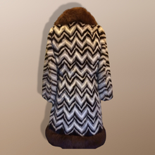 Load image into Gallery viewer, 70s Chevron Mink Fox Coat Fur Penny Lane Afghan Almost Famous Hippy Coat Norwegian Fox Boho Chic Patchwork Mink