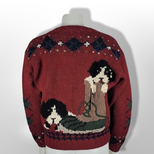 Load image into Gallery viewer, Vintage 100% Wool Woolrich Woman Puppy Dog Duck Boot Red Wool Holiday Sweater