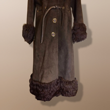 Load image into Gallery viewer, Vintage 70&#39;s Curly Lamb Afghan Suede Long Penny Lane Hippie Chic Brown Coat M/L Made in Spain