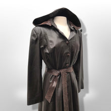 Load image into Gallery viewer, Made in Italy— Italian Lamb Leather Hooded Trench Coat Couture Full Length