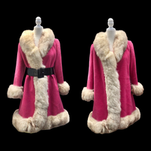 Load image into Gallery viewer, 60’s Vintage Pink Wool Coat Fox Fur Princess and Swing Style