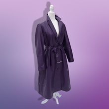 Load image into Gallery viewer, Purple Lamb Leather and Fox Fur Trench Fit and Flare Coat