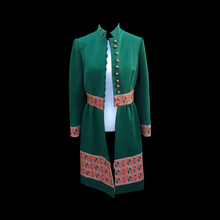 Load image into Gallery viewer, 60’s Green Embroidered Button Down Coat Dress