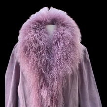 Load image into Gallery viewer, Pink Suede Mongolian Curly Lamb Oversized Penny Lane Boho Coat