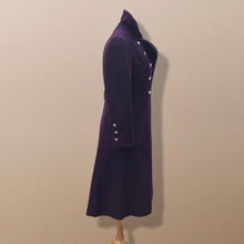 Load image into Gallery viewer, Vintage Deep Purple Military Style Wool Coat Fitted and Tailored