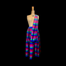 Load image into Gallery viewer, Rainbow Thai Silk Skirt Scarf Set Top Striped Pleats DEADSTOCK New Smithsonian Set Vibrant Colors-Magenta Royal Blue Red Green