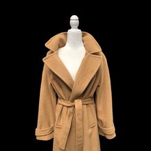 Load image into Gallery viewer, Charles Klein Pure Camel Hair Wool Wrap Coat Career Minimalist