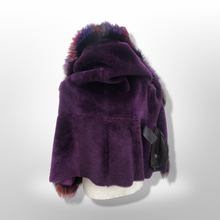 Load image into Gallery viewer, Purple Suede and Shearling with Rainbow Purple Dyed Fox Fur Ultra Soft Warm
